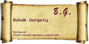 Bohák Gergely névjegykártya